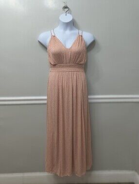 Abercrombie & Fitch Peach Ditsy Floral  Maxi Dress S Boho Cottage Summer Party
